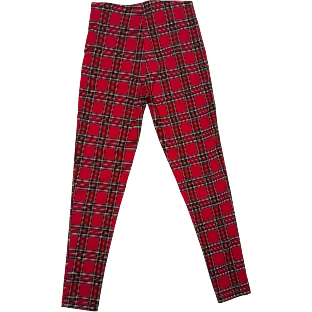 Zara Red Plaid Stretch Skinny Pants w/ Zipper Pockets | Y2K Punk Grunge small - Picture 2 of 4